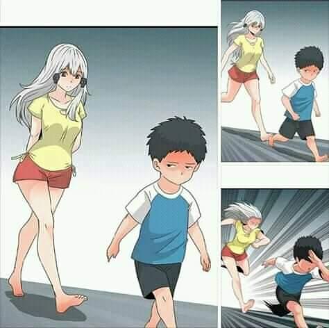 Anime boy running
